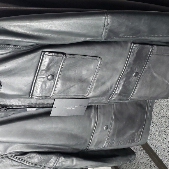 💥NEW💥 Men's Small Black Marc New York Leather Coat - Picture 2 of 9